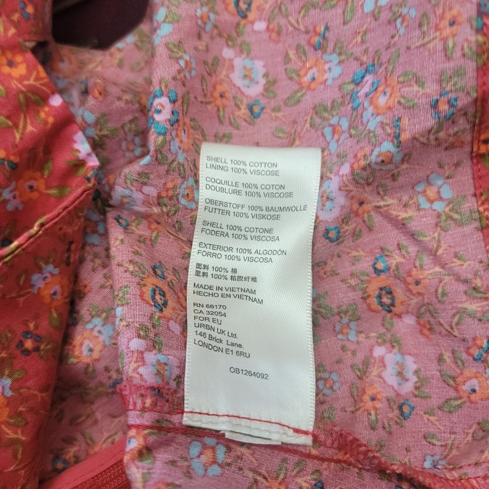 Free People Floral Print Petunia Poppy Combo Texture Piecing Front Scoop Crissc - Picture 12 of 16
